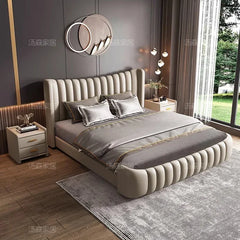 Wood Couple Bed Queen Size Multifunction Modern Lounge Bedroom Bed