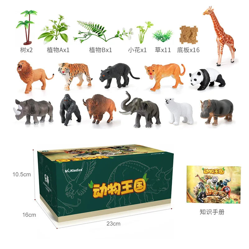 Mini Simulation African Wild Lion Farm Animals Sets Tiger deer Elephants Figurines Model children festival birthday Kid gift Toy