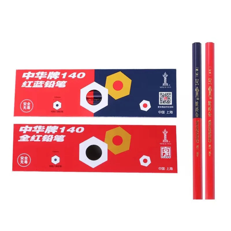 10Pcs Big Pencil,Red&Blue Double-Ended,Medical Science Laboratory Plotting Construction Wood Working Mark Stationery