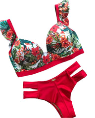 New Push Up Bikinis Sets Sexy Women's Swimsuit  Vintage Chest Pad Swimwear Printed Feminine Bikini Patchwork Bathing Suit