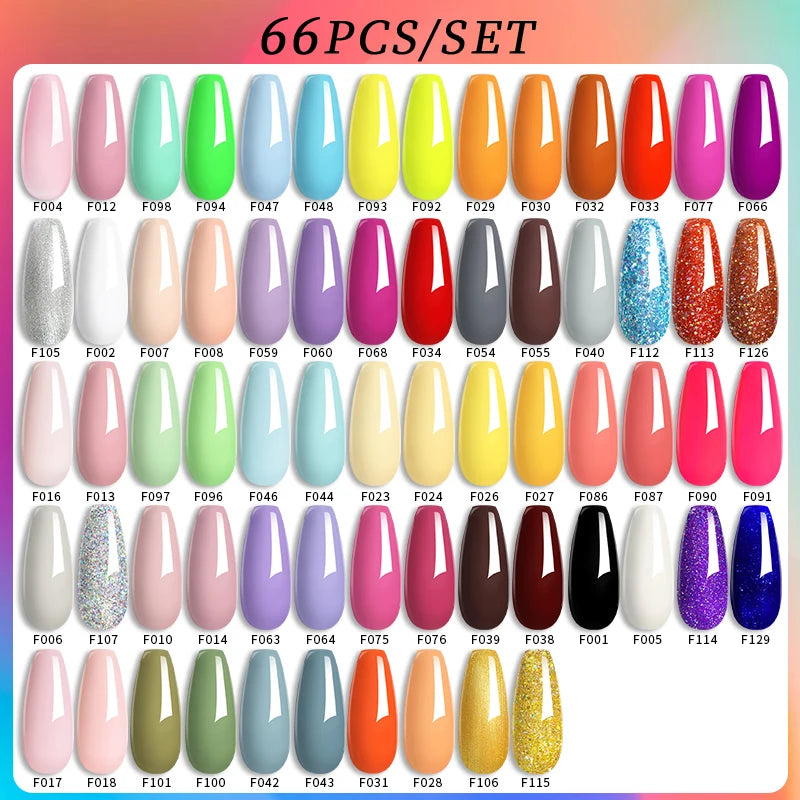 Color Gel Nail Polish Set Colorful Glitter Nail Gel Polish Semi Permanent UV Gel Nail Art Gel Varnishes Kit