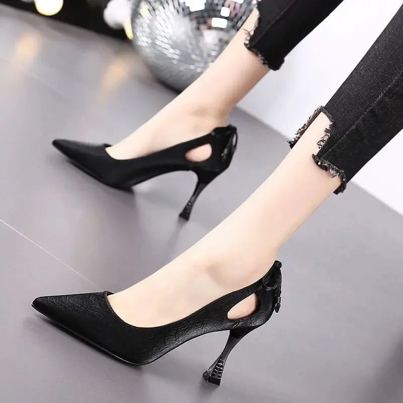 High Heels Shoes for Women Autumn Fashion Hollow Bow Pumps Solid Color Birthday Party Shoes