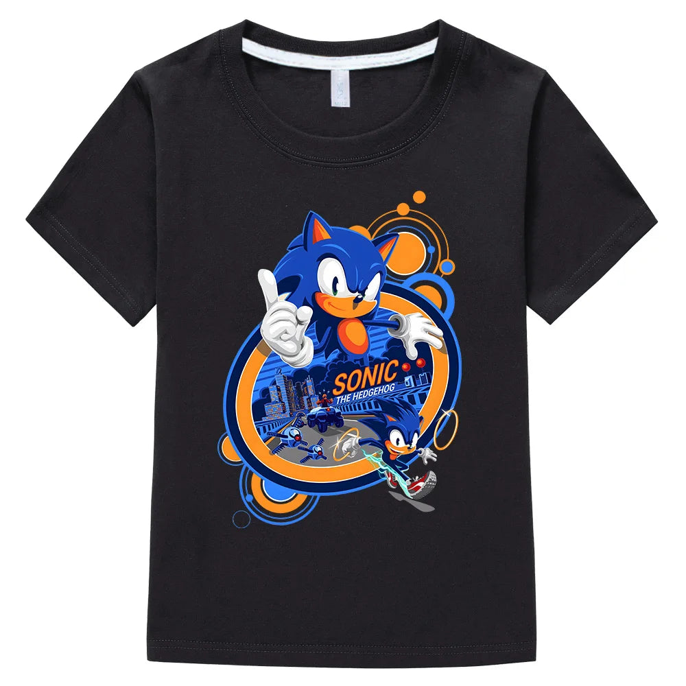 Sonic The Hedgehog 3 Cotton T-shirts Children Fashion Casual Top Boys Girls Short Sleeve Tees Cool Kids Essential Tshirt Clothes