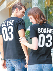 BONNIE CLYDE  Funny letters couple t shirts