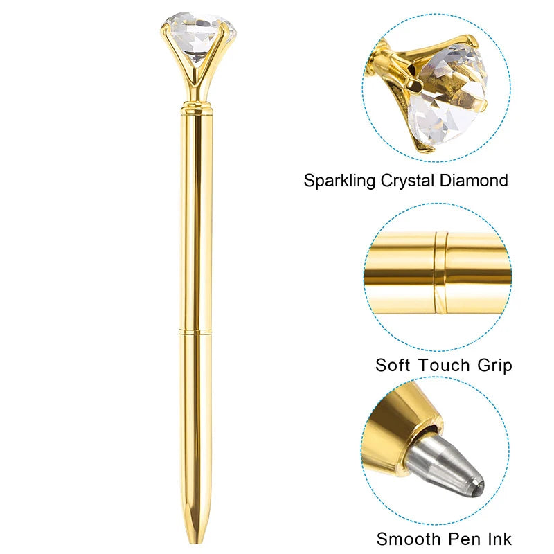 Diamond Ballpoint Pens Gold Large Crystal Pens