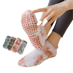 Yoga Socks Women Cotton Tie-dyed Silicone Non-slip Pilates Grip Towel Low-ankle Sock