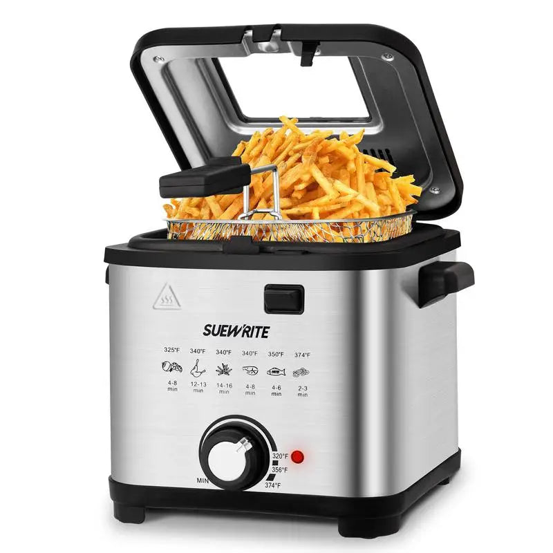 SUSTEAS Deep Fryer with Basket, 1500W Electric Deep Fryers for Home Use with Temperature Control