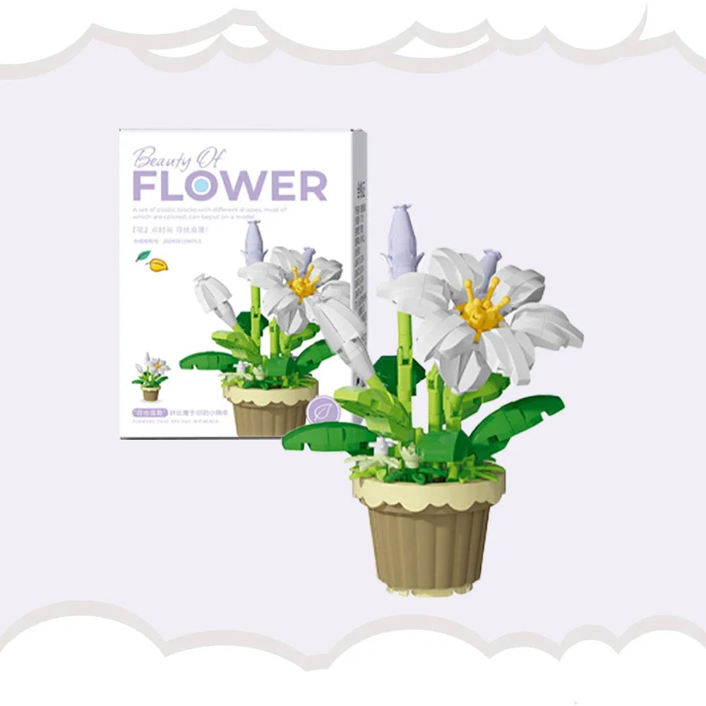 Flower with Pot Micro Building Blocks Toys - Intricate Floral Details