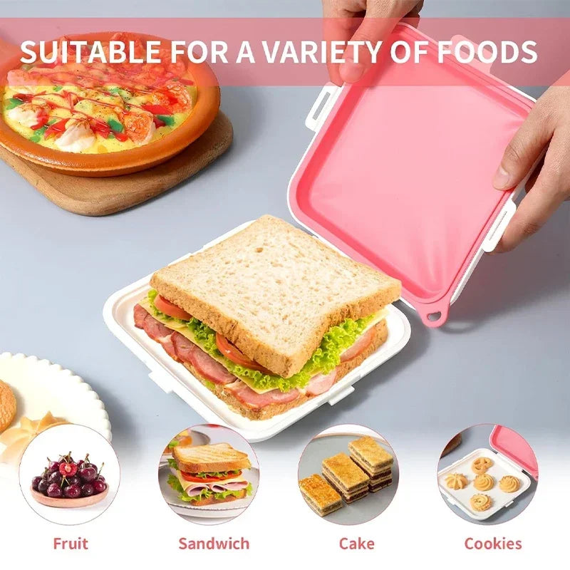 Portable Sandwich Toast Bento Box Reusable Sandwich Fresh Keeping Box Eco-Friendly Lunch Food Container Microwavable Dinnerware