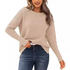 Women's Pullover Sweater  Autumn And Winter New Casual Simple Round Neck Knitted Sweater