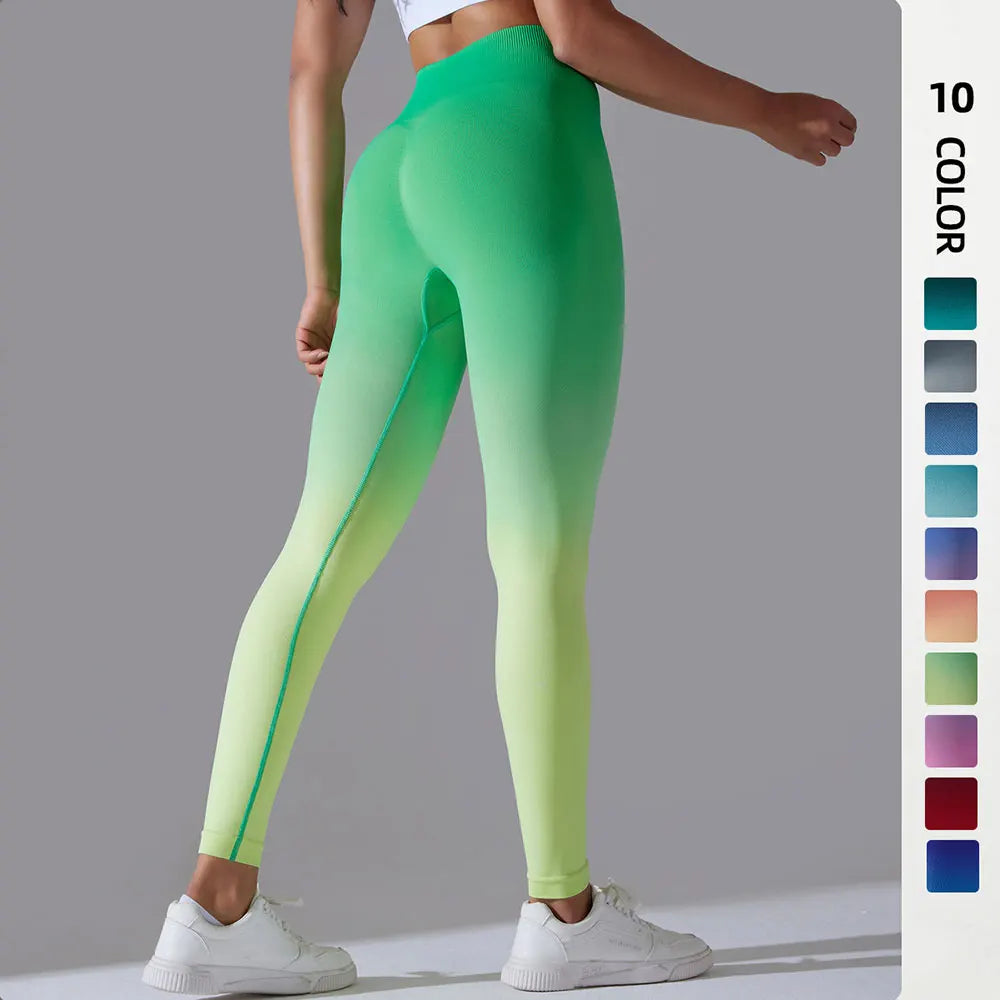 Seamless Leggings Ombre Fitness Exercise Running Workout Pants Push Up Butt Scrunch Yoga Pants