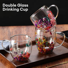 Creative Double Wall Glass Cup Dried Flower Filler Glass Cups  Tea Coffee Cups