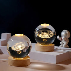 6cm 3D Crystal ball Crystal Planet Night Light Laser Engraved Solar System Globe