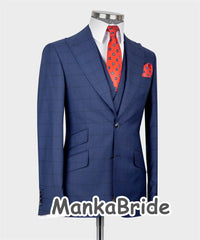 Classic Blue Wedding Tuxedo Formal Groom Men Suits Slim fit 3PCS Blazer