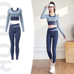 Gym Crop Top High Waist Leggings Fitness Sports Wear Quick Dry Breathable Pilates Yoga Suits