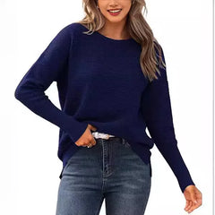 Women's Pullover Sweater  Autumn And Winter New Casual Simple Round Neck Knitted Sweater