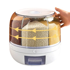 Degree Rotating Rice Dispenser Sealed Dry Cereal Grain Bucket Moisture-proof Food Storage Box