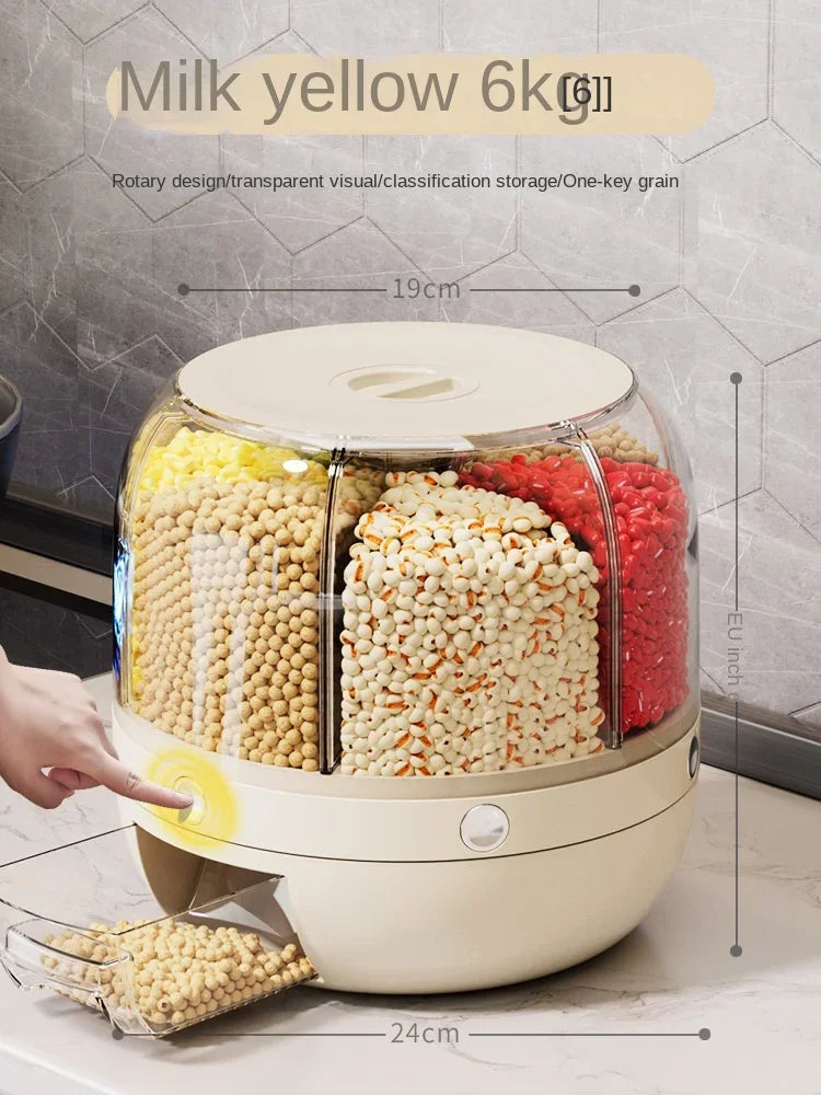 360 Degree Rotating Rice Dispenser Sealed Dry Cereal Grain Bucket Dispenser