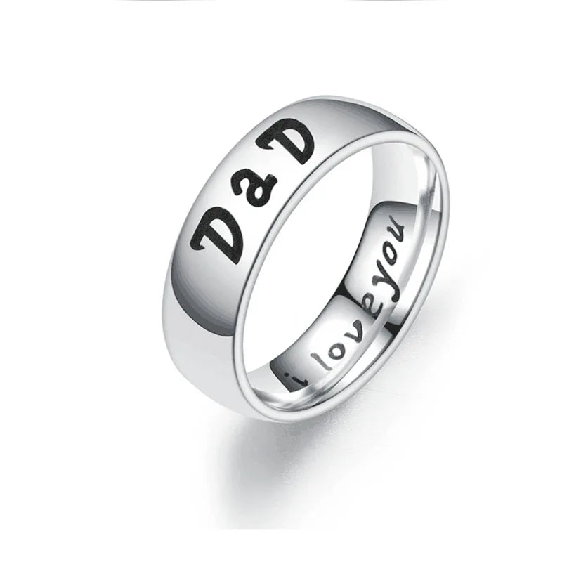 I LOVE YOU Titanium Steel Ring DAD MOM SON DAUGHTER Couple Ring