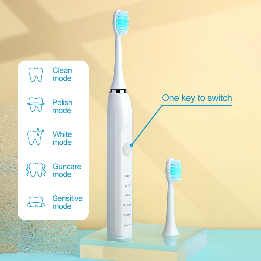 Portable Sonic Electric Toothbrush for Men and Women USB Rechargeable