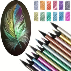 DEDEDEPRAISE Fluorescent Color Metallic Colored Pencils Drawing Sketching Set Coloring Colour Pencils Profession Art Supplies