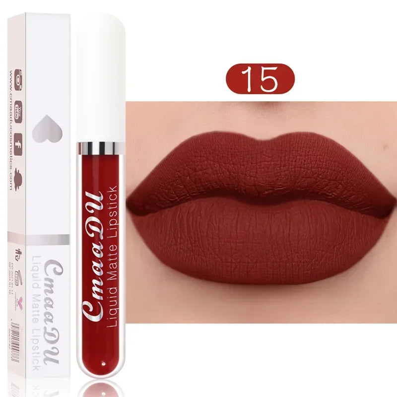 Waterproof Matte Nude Lip Gloss Brown Nude Pigment Dark Red Long Lasting Velvet Liquid Lipstick