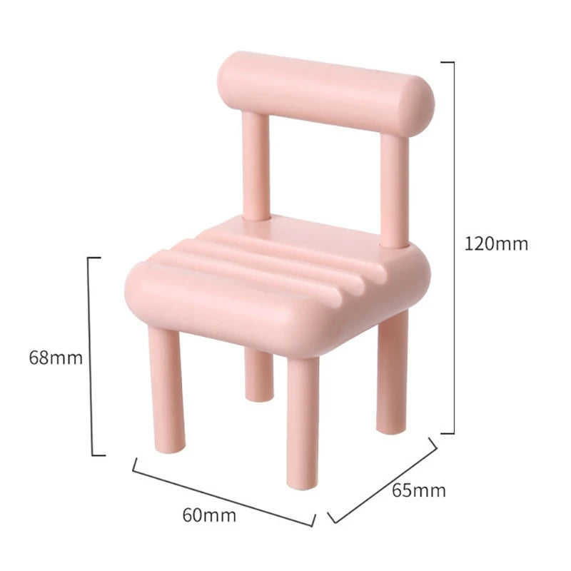 Dollhouse Miniature Black White Mini Chair Folding Chair Armchair Model For Doll House Decor