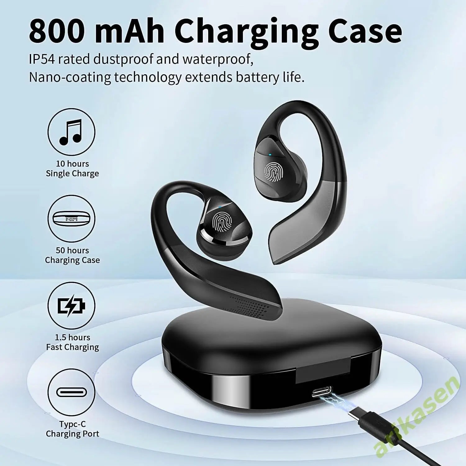 Open Ear Headphones Wireless Bluetooth 5.3, Open Ear Earbuds