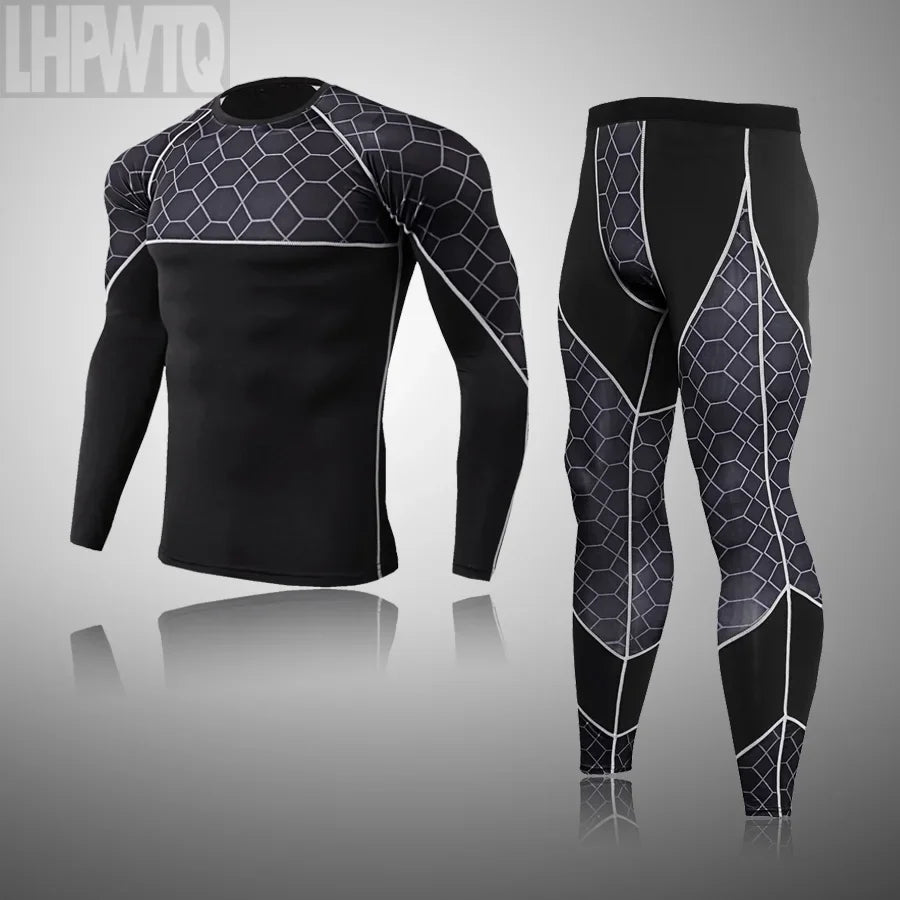 Men's Winter Thermal Underwear Set Gym Clothing Running Man Long Johns Compression tights Suit Gym Man Sport Pants S-XXXXL