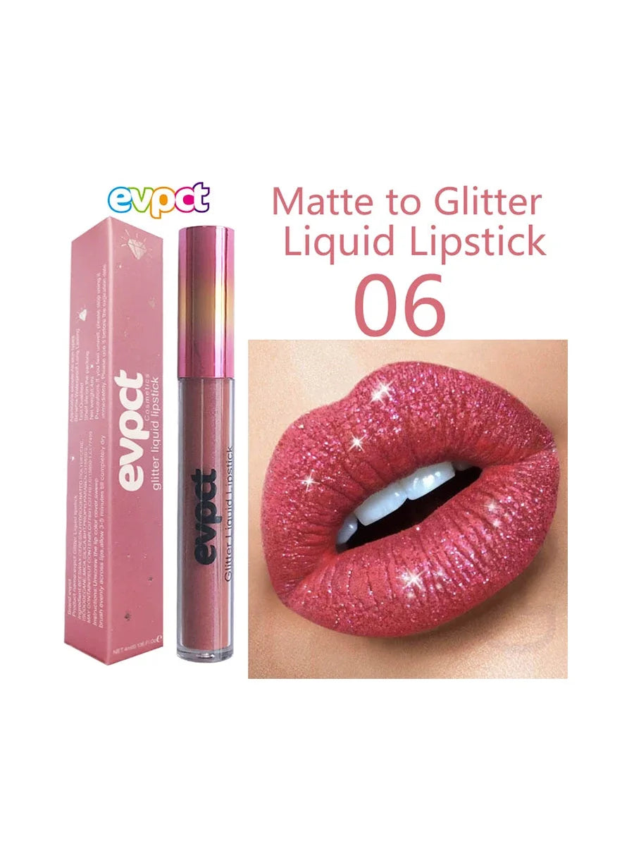 Waterproof Diamond Lip Gloss 13 Color Shimmer Glitter Matte Lipstick Long Lasting Non-stick Cup Pearl Velvet Lipgloss Lip Makeup