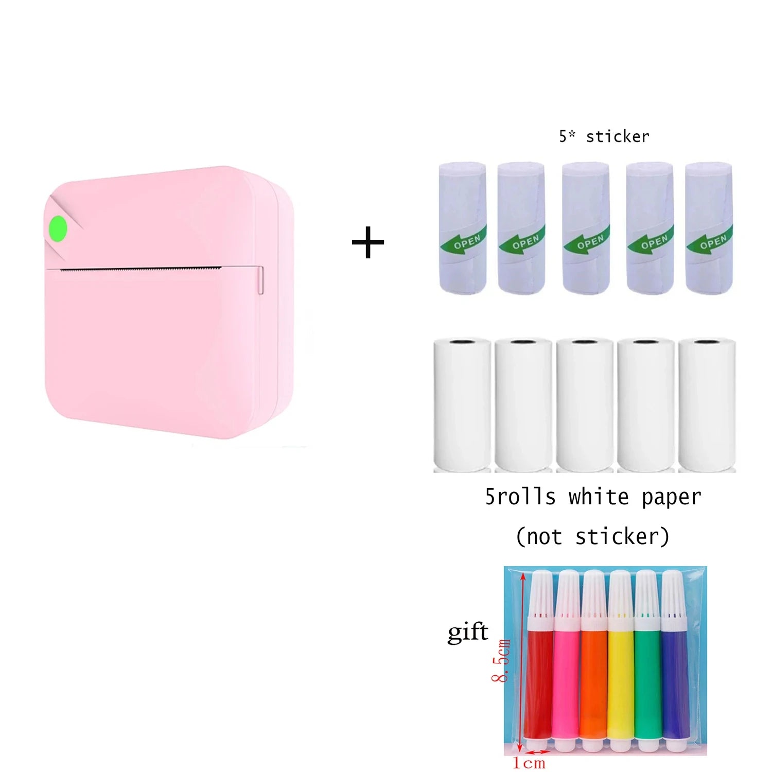 Mini printer, Bluetooth pocket thermal printer, ink-free portable sticker printer