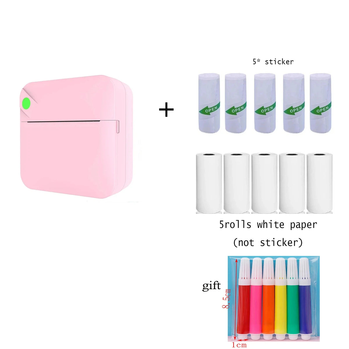 Mini printer, Bluetooth pocket thermal printer, ink-free portable sticker printer