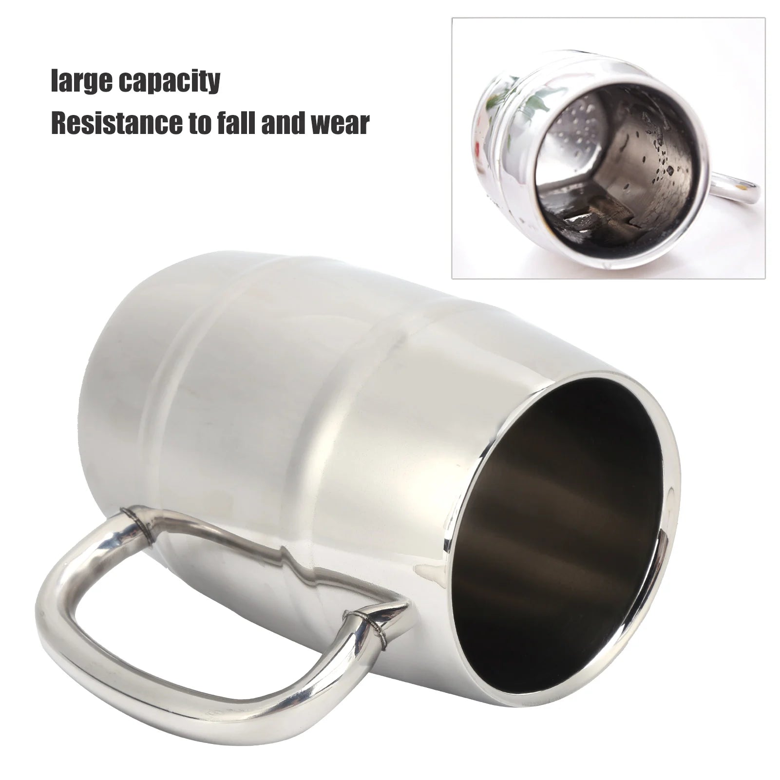 Beer Mug DoubleWalled Large 550ML Whiskey Barrel 304 Stainless Steel Milk Cup For Hot Cold Drinks