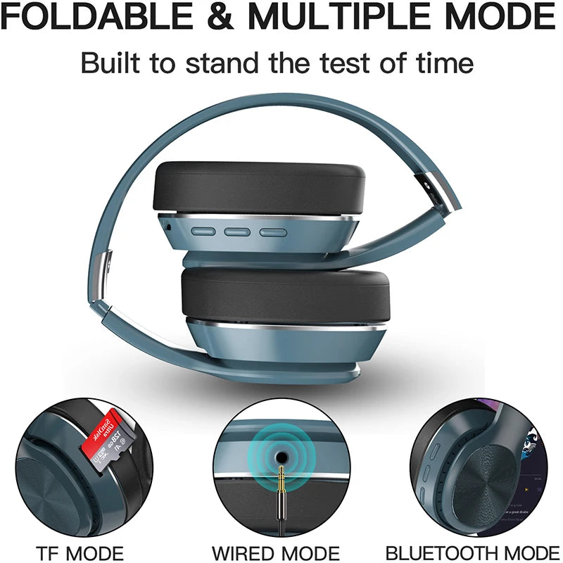 Foldable Wireless Headset VJ320 5.0 Headphones FM Radio Player Sports Stereo Support TF Card Gaming Earphone Mic Deep Bass