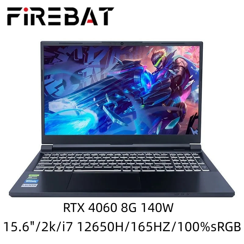 FIREBAT T5K 15.6 Inch Intel i5-13500/i7-12650H RTX 4060 DDR5 RA M.2 1TB SSD 165Hz 2.5K Wifi6 BT5.1 Gaming Laptop