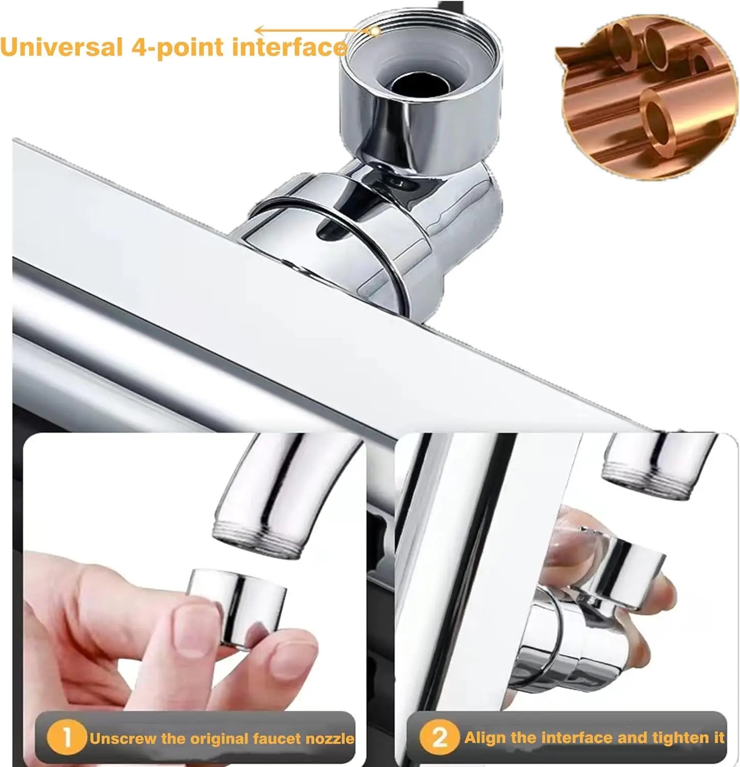 360° Swivel Waterfall Faucet Extension Adapter Sprayer