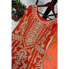 Orange Salwar Kameez Pakistan Indian Wedding Party Dress Polaroid Suit Salad