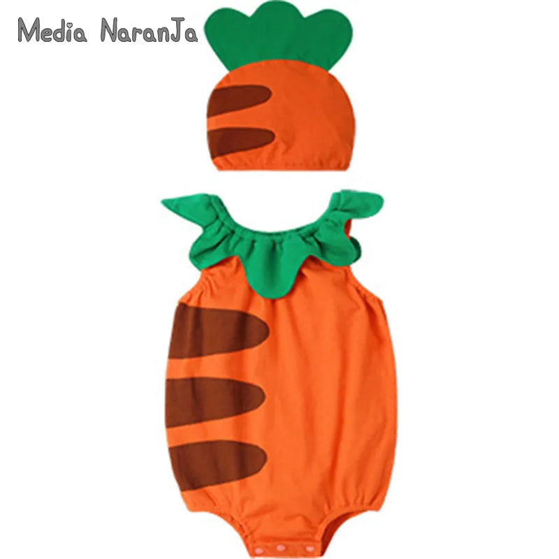 summer baby boys girls unisex fruit type hat with bodysuit infant toddler cotton cute jumpsuit photography outfits