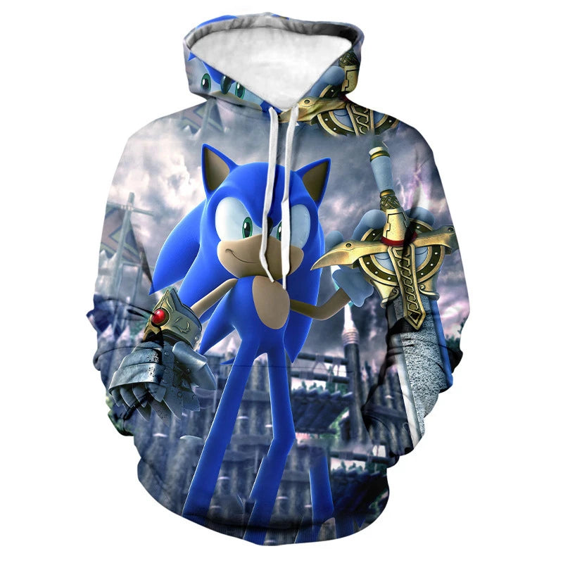 Children's Clothes Sonic 3D Hoodie for Kids Boys and Girls Cartoon Printing Sweatshirt Long Sleeve Spring Autumn Animation