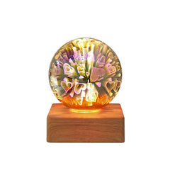 3D Crystal Ball Lamp Laser Engraved Galaxy Planet Moon Saturn LED Night Light Home Decor