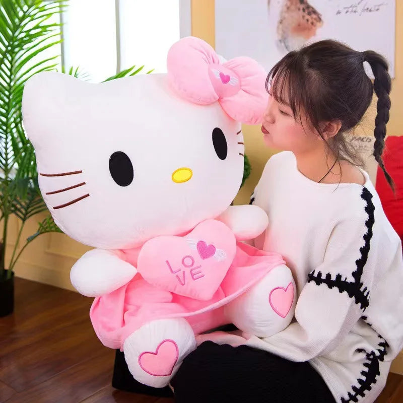 Cat Plush Toys Cartoon KT Cat Plushie Doll Soft Stuffed Anime Pillow Birthday Gifts For Kids Girls