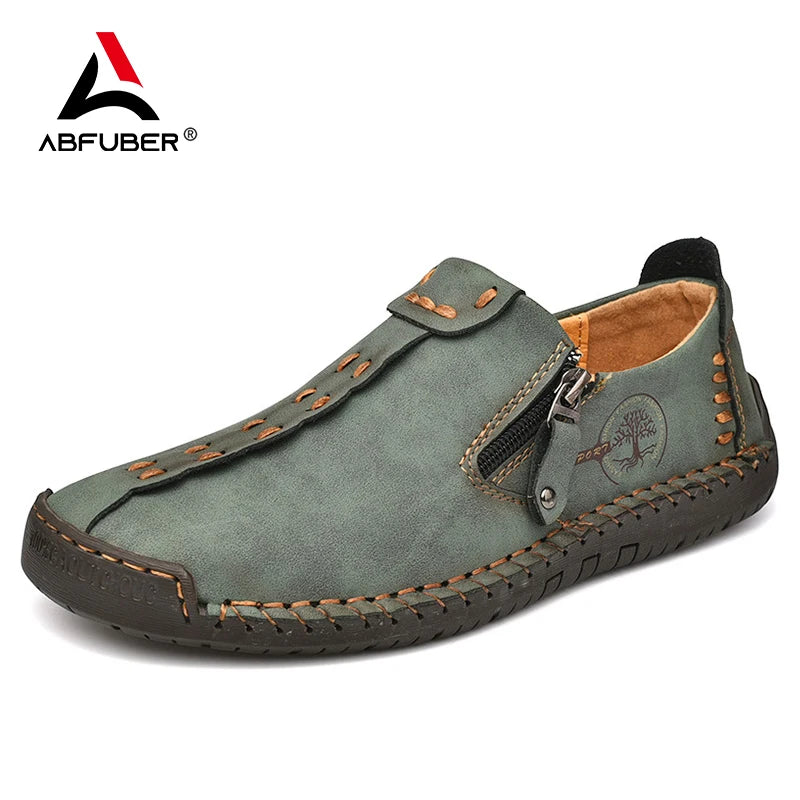 Handmade Leather Men Shoes Casual Slip On Loafers Breathable Leather Shoes