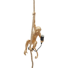 Monkey Pendant Lamp Monkey Shaped Ceiling Lamp Hemp Rope Chandelier Creative Resin Light for Home Office Décor