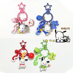 Sanrio Pochacco Keychain Y2k Pendant Holder Key Cute Anime Cartoon Chain Car Keyring Mobile Phone Bag Hanging Jewelry Kids Gifts