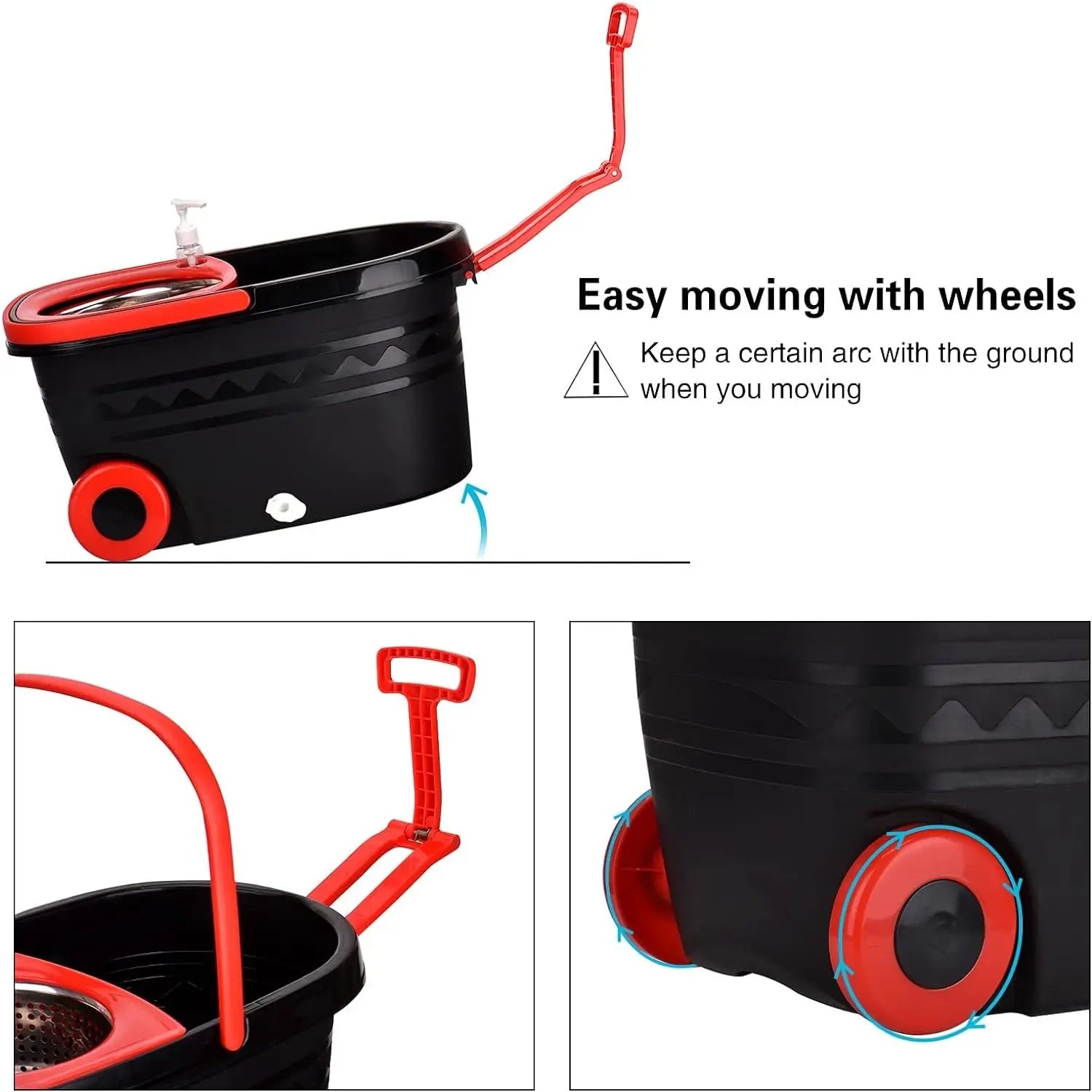 Spin Mop Bucket Sets 360° Spinning Floor Cleaning System with 3 Microfiber Replacement Heads