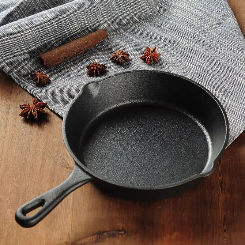 Frying Pan Cast Iron Uncoated Black For Food Frying, Cooking And Stir-Frying Kitchen Utensils