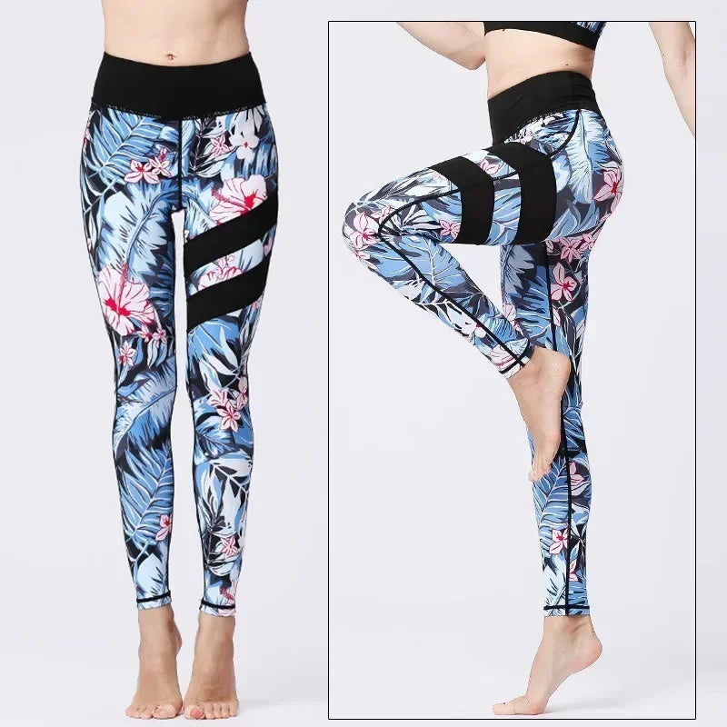 Cloud Hide Yoga Pants Women Flower High Waist Sports Leggings