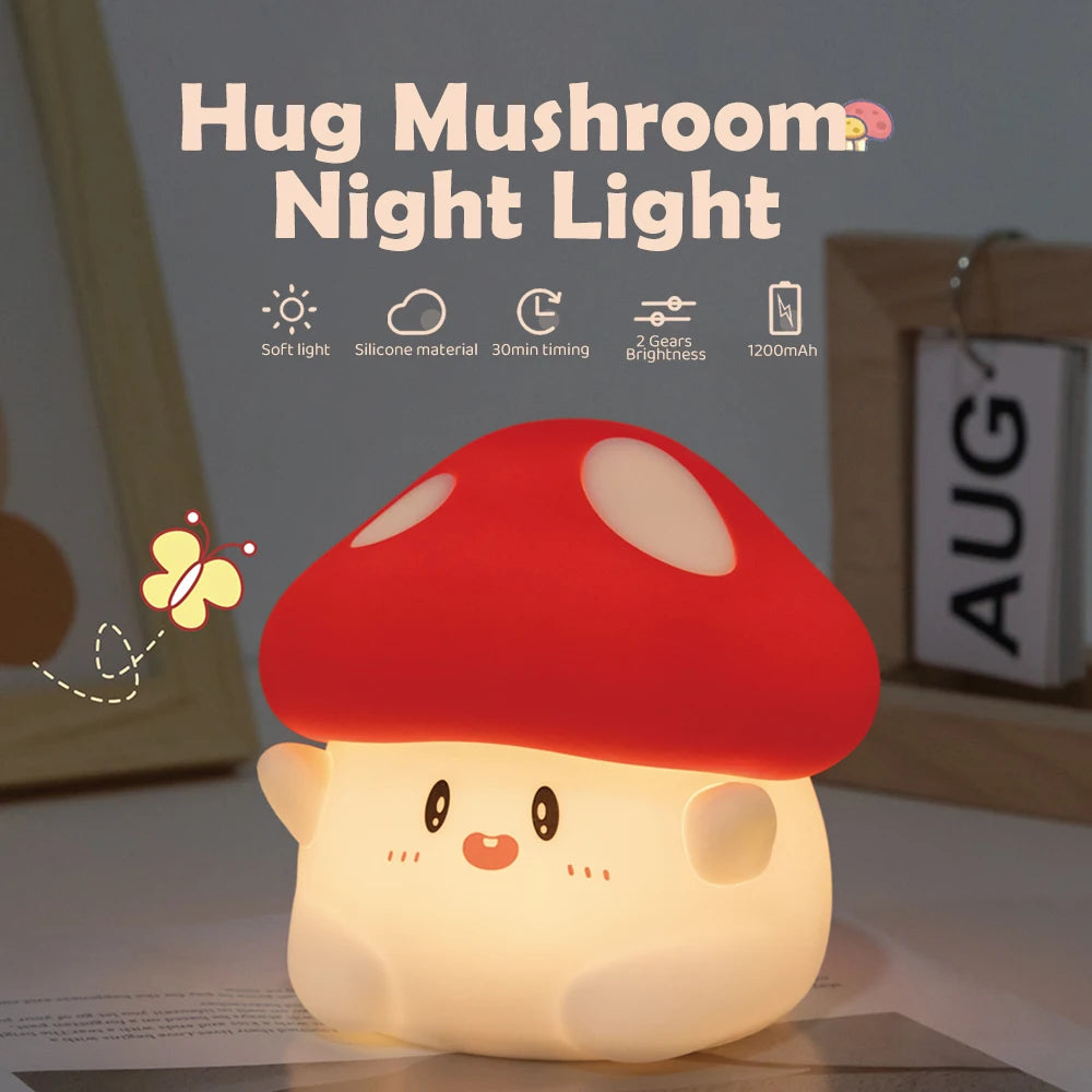 Cute Mushroom Night Light Timing Nursery Sleeping Nightlights