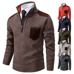 Pullover Men Sweater Cashmere Thick Polo Shirts Korean Half Zipper Cold Blouse Stand Collar Autumn Winter Outerwear Luxury Cloth