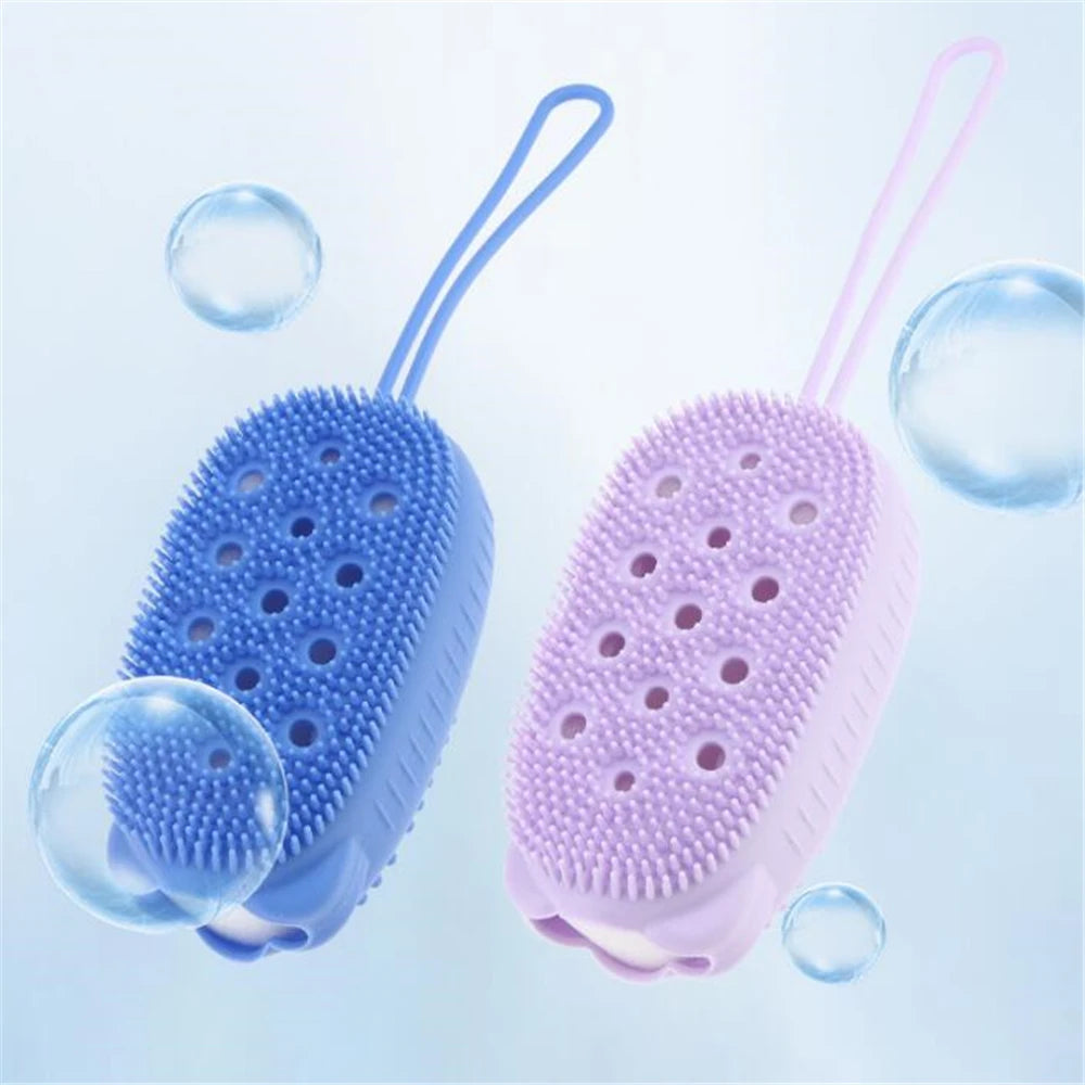 Silicone Body Scrubber Shower Exfoliating Scrub Sponge Bubble Bath Brush Massager Skin Cleaner